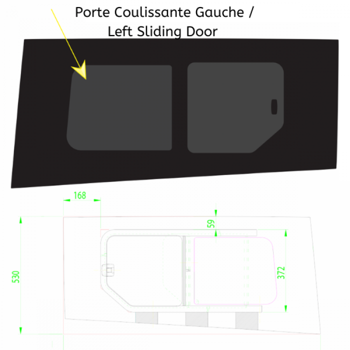 Fenêtre Coulissante - Porte Coulissante Gauche - Pas Moustiquaire - Transit Connect