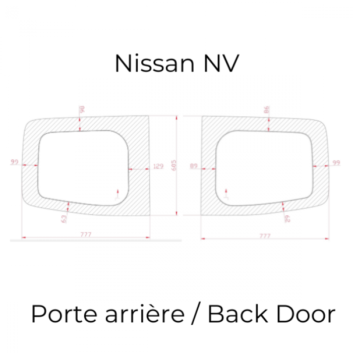 Duo de Vitre de porte Arrière Nissan NV ( full size)